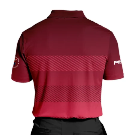 Golf Ping 124th U.S. Open Pinehurst Sports Zipper Polo Shirt Red Gradient Stripes Pattern All Over Print Zipper Polo Shirt For Men