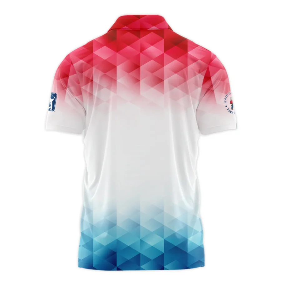 124th U.S. Open Pinehurst Ping Golf Sport Zipper Polo Shirt Blue Red Abstract Geometric Triangles All Over Print Zipper Polo Shirt For Men