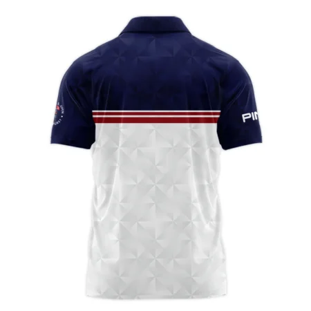 Golf Sport 124th U.S. Open Pinehurst Ping Zipper Polo Shirt Dark Blue White Abstract Geometric Triangles All Over Print Zipper Polo Shirt For Men