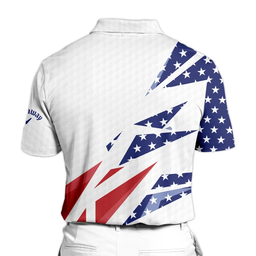 124th U.S. Open Pinehurst Callaway Zipper Polo Shirt Golf Pattern White USA Flag All Over Print Zipper Polo Shirt For Men