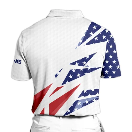 124th U.S. Open Pinehurst Ping Polo Shirt Golf Pattern White USA Flag All Over Print Polo Shirt For Men