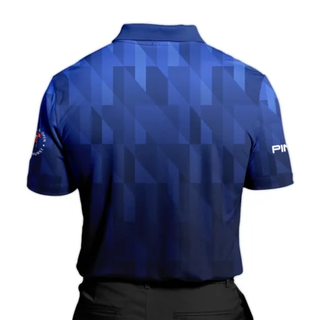 Ping 124th U.S. Open Pinehurst Golf Sport Zipper Polo Shirt Blue Fabric Geometric Pattern  All Over Print Zipper Polo Shirt For Men