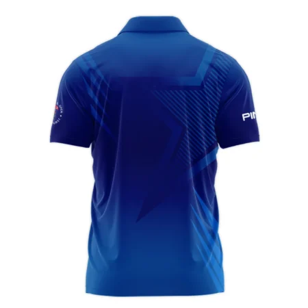 124th U.S. Open Pinehurst No.2 Ping Zipper Polo Shirt Dark Blue Gradient Star Pattern Zipper Polo Shirt For Men