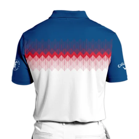 Callaway 124th U.S. Open Pinehurst Zipper Polo Shirt Blue Red Fabric Pattern Golf Zipper Polo Shirt For Men