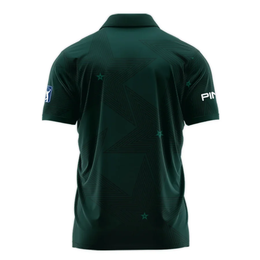 Golf Masters Tournament Ping Zipper Polo Shirt Stars Dark Green Golf Sports All Over Print Zipper Polo Shirt For Men