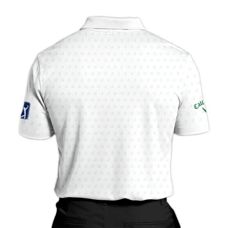 Golf Sport Masters Tournament Callaway Zipper Polo Shirt Sports Logo Pattern White Green Zipper Polo Shirt For Men