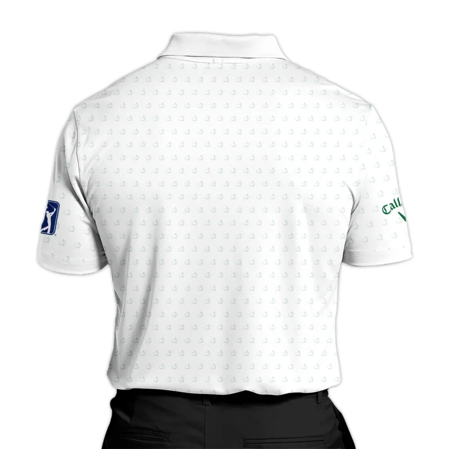 Golf Sport Masters Tournament Callaway Zipper Polo Shirt Sports Logo Pattern White Green Zipper Polo Shirt For Men