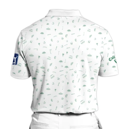 Golf Sport Masters Tournament Callaway Zipper Polo Shirt Sports Augusta Icons Pattern White Green Zipper Polo Shirt For Men