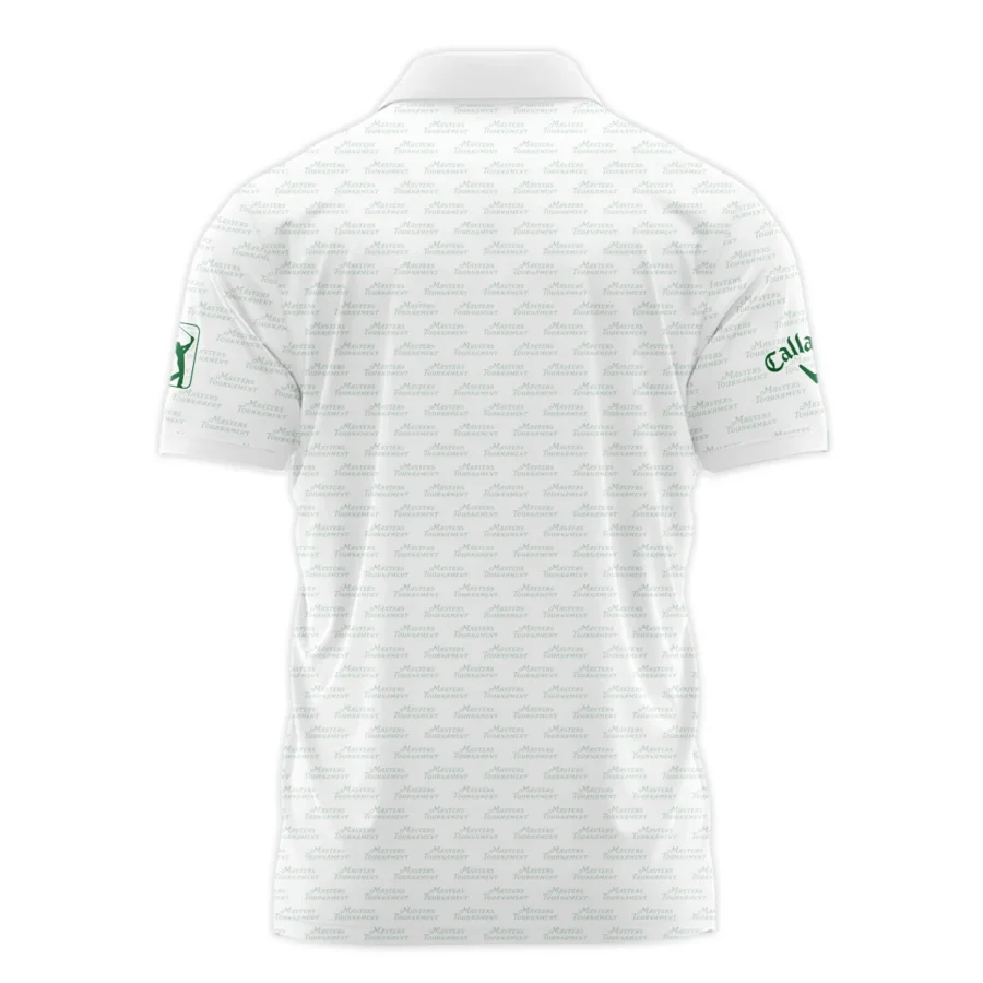 Masters Tournament Golf Callaway Zipper Polo Shirt Logo Text Pattern White Green Golf Sports All Over Print Zipper Polo Shirt For Men