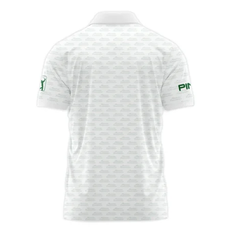 Masters Tournament Golf Ping Zipper Polo Shirt Logo Text Pattern White Green Golf Sports All Over Print Zipper Polo Shirt For Men