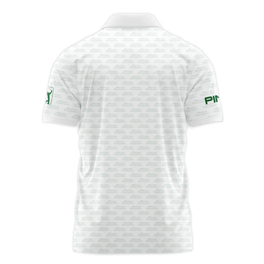 Masters Tournament Golf Ping Zipper Polo Shirt Logo Text Pattern White Green Golf Sports All Over Print Zipper Polo Shirt For Men