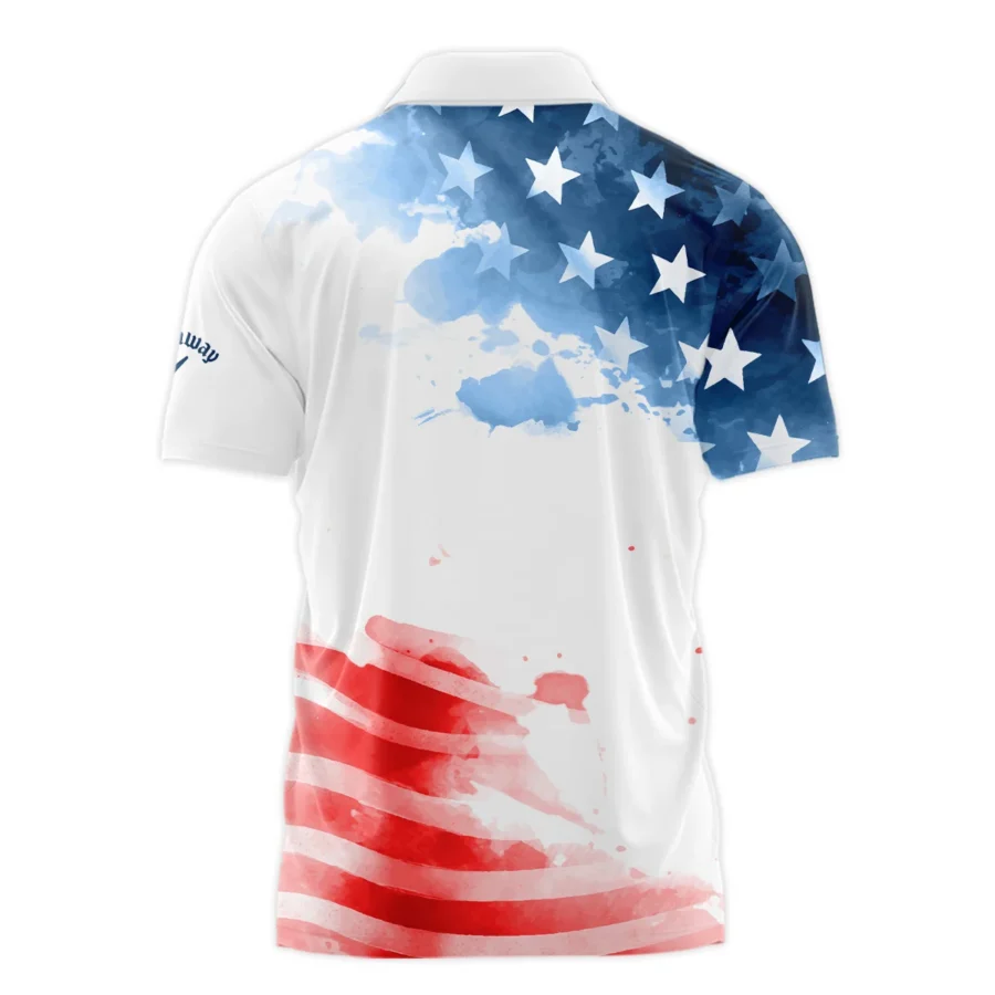 Golf 124th U.S. Open Pinehurst Callaway Zipper Polo Shirt US Flag Watercolor Golf Sports All Over Print Zipper Polo Shirt For Men