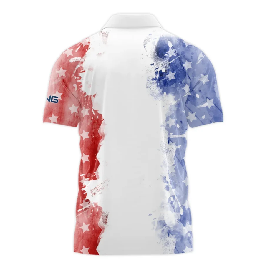 124th U.S. Open Pinehurst Special Version Ping Polo Shirt Blue Red Watercolor Polo Shirt For Men