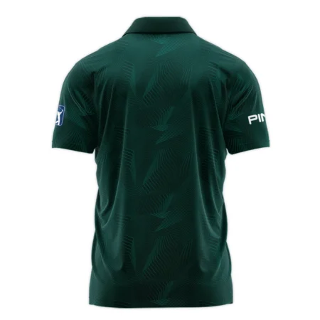 Abstract Pattern Lines Forest Green Masters Tournament Ping Zipper Polo Shirt Style Classic Zipper Polo Shirt For Men