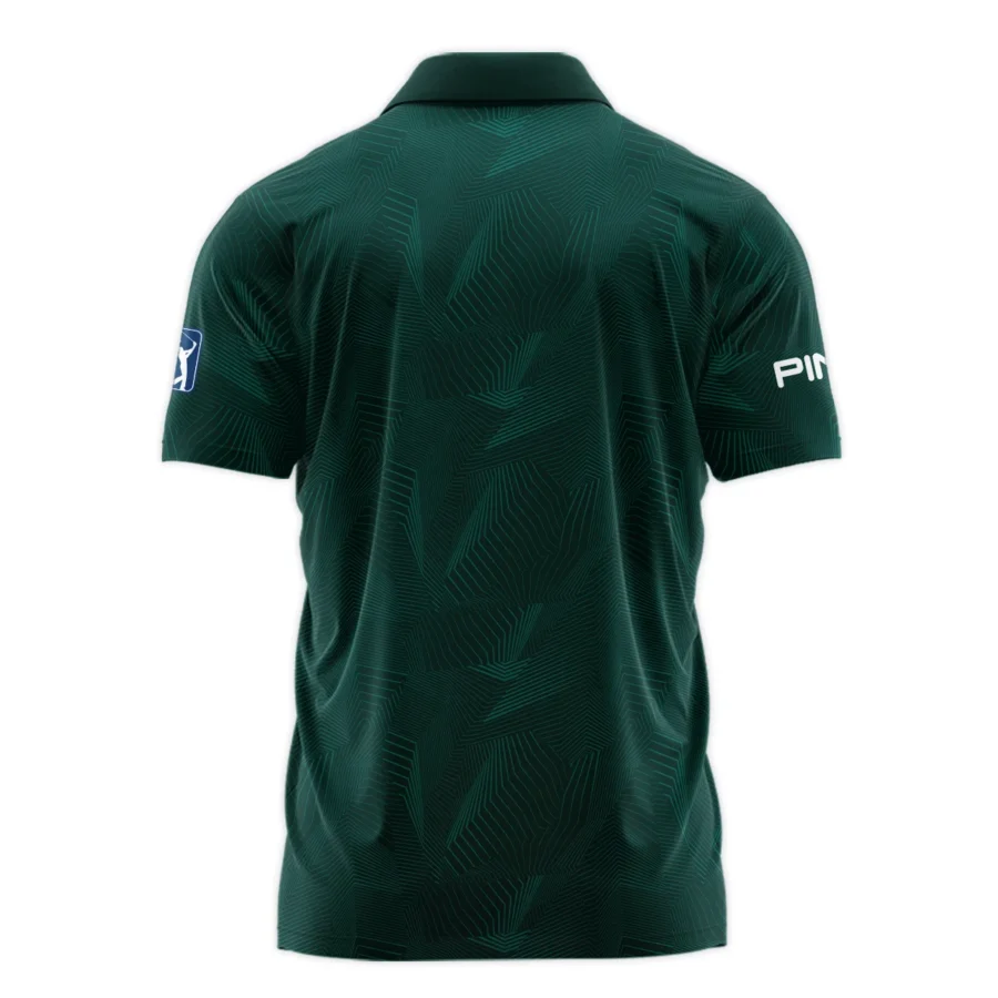 Abstract Pattern Lines Forest Green Masters Tournament Ping Zipper Polo Shirt Style Classic Zipper Polo Shirt For Men