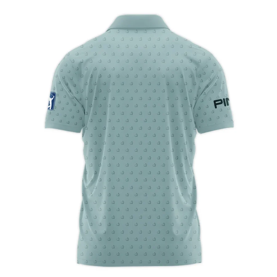 Golf Pattern Masters Tournament Ping Zipper Polo Shirt Cyan Pattern All Over Print Zipper Polo Shirt For Men