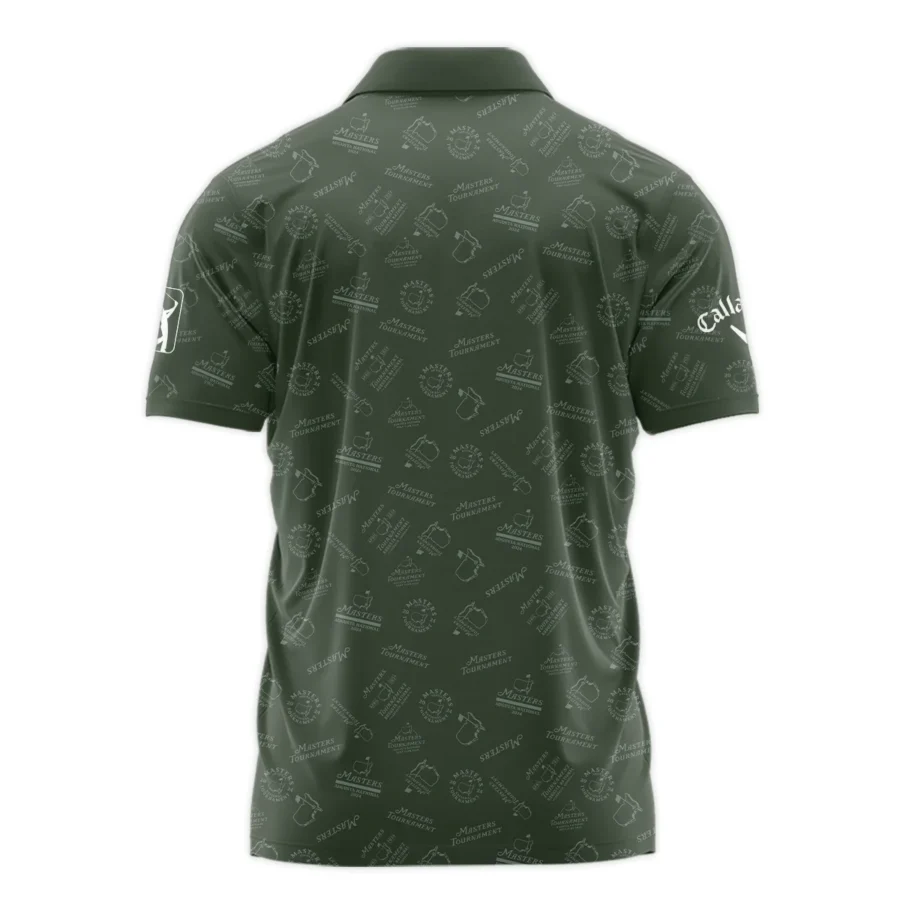 2024 Golf Pattern Masters Tournament Callaway Zipper Polo Shirt Dark Green Pattern All Over Print Zipper Polo Shirt For Men