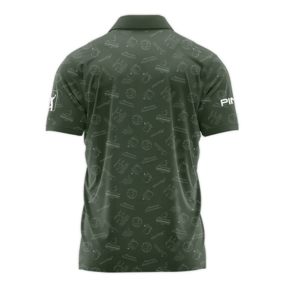 2024 Golf Pattern Masters Tournament Ping Zipper Polo Shirt Dark Green Pattern All Over Print Zipper Polo Shirt For Men