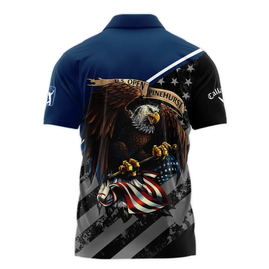 Special Version 124th U.S. Open Pinehurst Callaway Zipper Polo Shirt Color Blue Eagle USA  Zipper Polo Shirt For Men