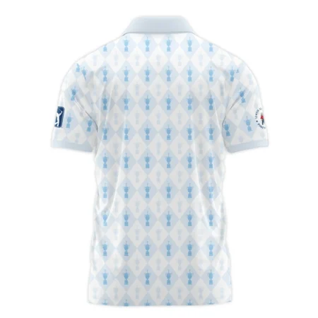 PGA Tour 124th U.S. Open Pinehurst Callaway Zipper Polo Shirt Sports Pattern Cup Color Light Blue Zipper Polo Shirt For Men