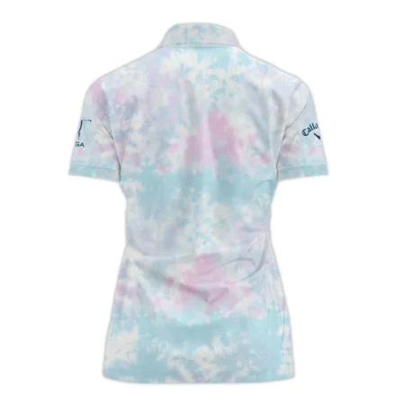 Tie dye Pattern 79th U.S. Women’s Open Lancaster Callaway Zipper Polo Shirt Blue Mix Pink All Over Print Zipper Polo Shirt For Woman