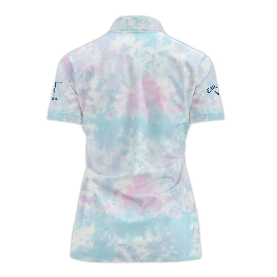 Tie dye Pattern 79th U.S. Women’s Open Lancaster Callaway Zipper Polo Shirt Blue Mix Pink All Over Print Zipper Polo Shirt For Woman