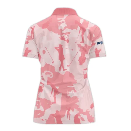 Camo Pink Color 79th U.S. Women’s Open Lancaster Ping Zipper Polo Shirt Golf Sport All Over Print Zipper Polo Shirt For Woman