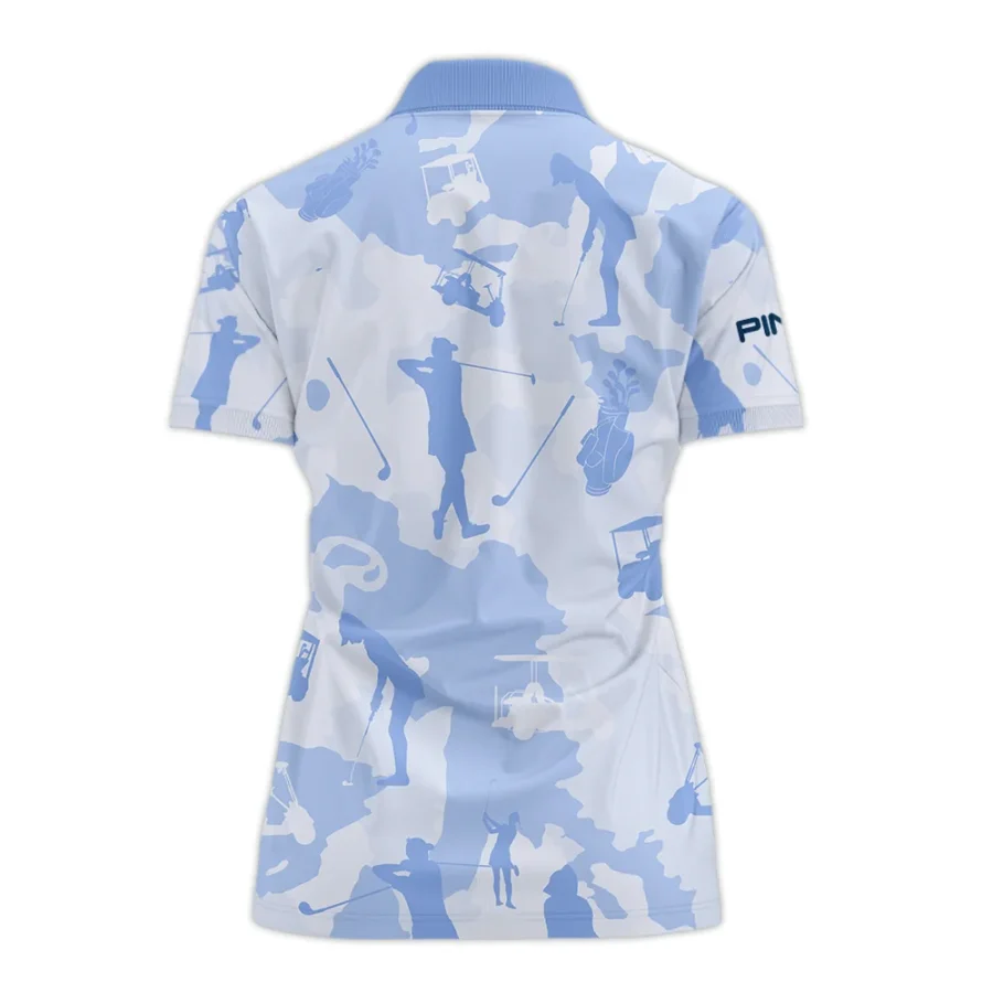 Camo Blue Color 79th U.S. Women’s Open Lancaster Ping Zipper Polo Shirt Golf Sport All Over Print Zipper Polo Shirt For Woman
