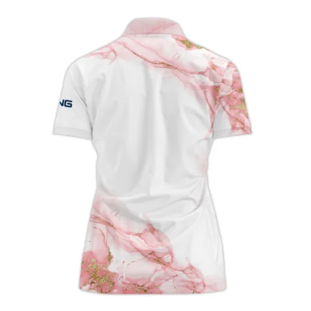 Pink Gold Marble 79th U.S. Women’s Open Lancaster Ping Zipper Polo Shirt Golf Sport All Over Print Zipper Polo Shirt For Woman