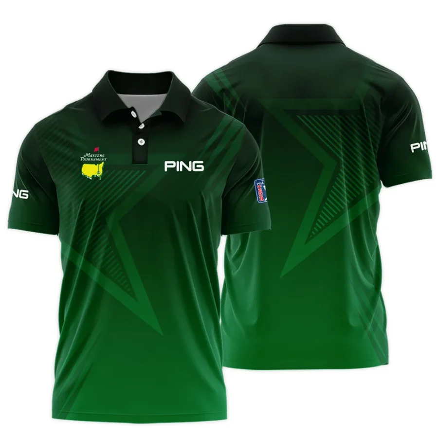 Ping Masters Tournament Polo Shirt Dark Green Gradient Star Pattern Golf Sports Polo Shirt For Men