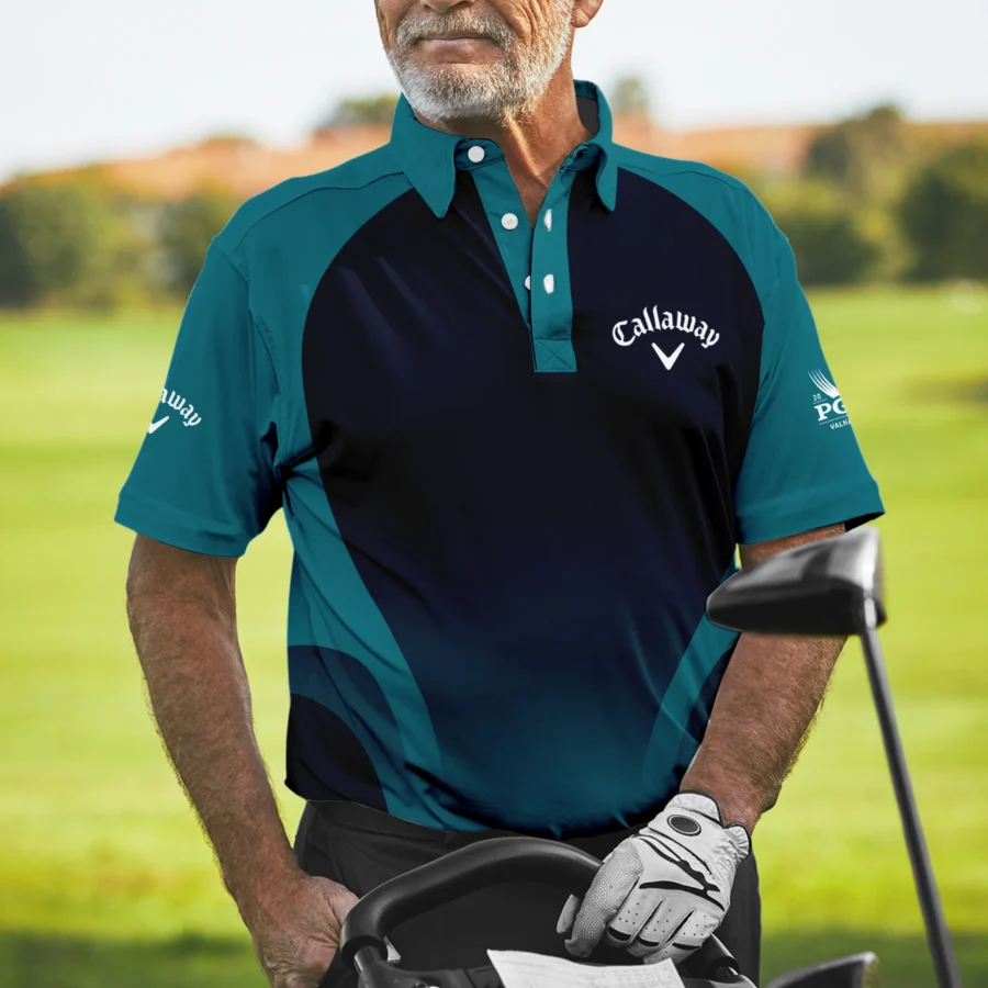 2024 PGA Championship Callaway Golf Polo Shirt Dark Cyan Very Dark Blue Gradient Golf Sports All Over Print Polo Shirt For Men