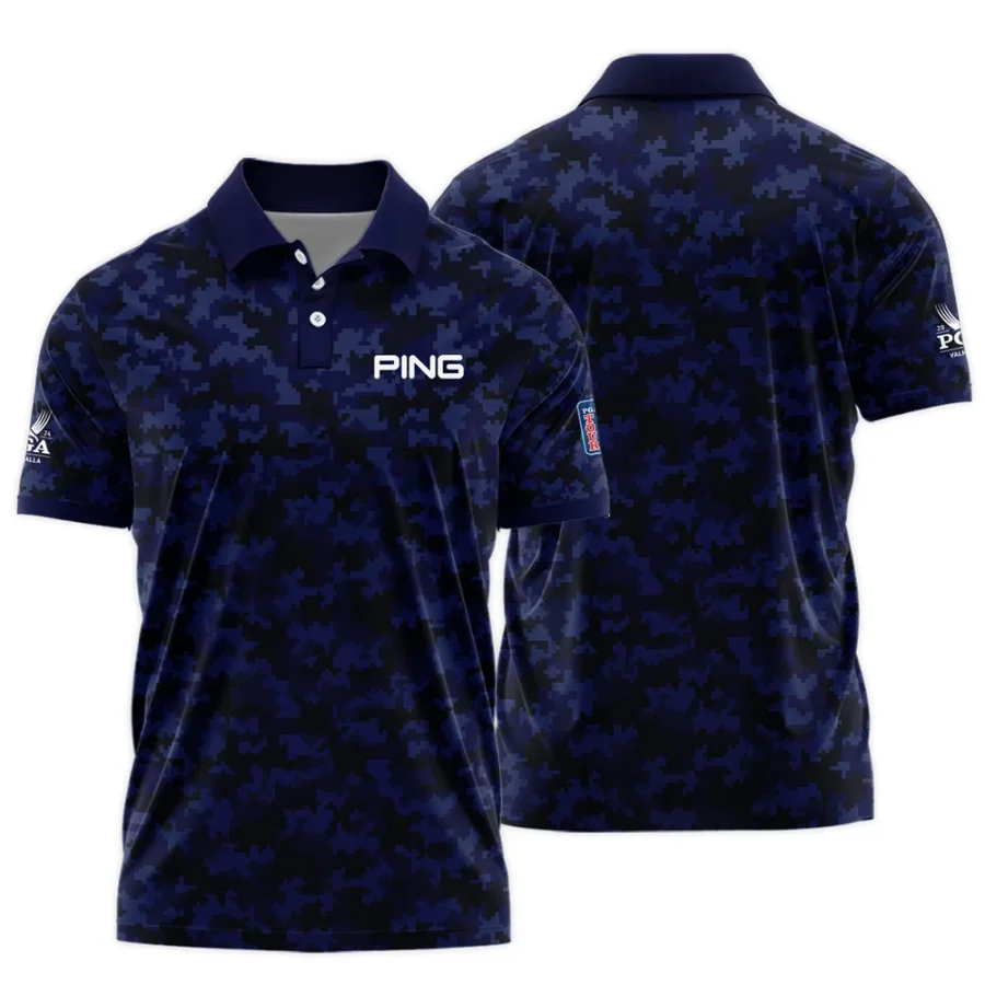 Golf 2024 PGA Championship Ping Polo Shirt Blue Camouflage Pattern Sport All Over Print Polo Shirt For Men