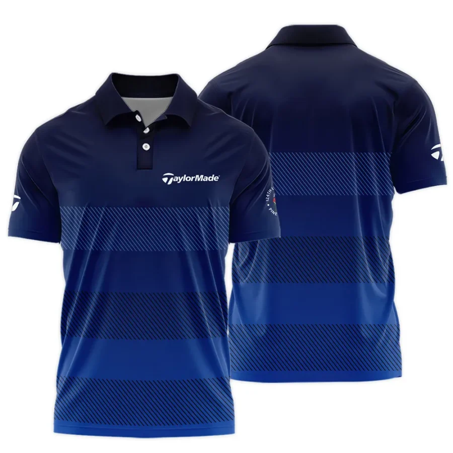 Taylor Made 124th U.S. Open Pinehurst Polo Shirt Sports Dark Blue Gradient Striped Pattern All Over Print Polo Shirt For Men