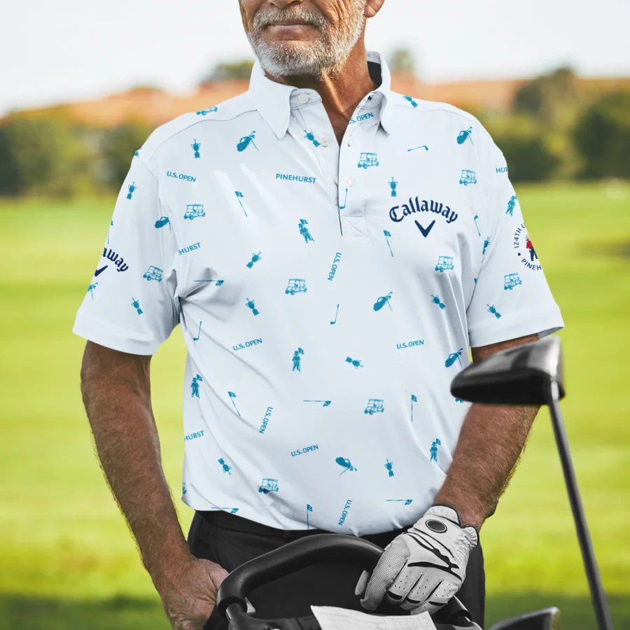 Callaway 124th U.S. Open Pinehurst Polo Shirt Light Blue Pastel Golf Pattern All Over Print Polo Shirt For Men