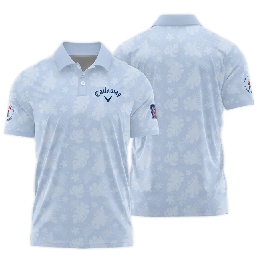 124th U.S. Open Pinehurst Callaway Golf Polo Shirt Light Blue Pastel Floral Hawaiian Pattern All Over Print Polo Shirt For Men