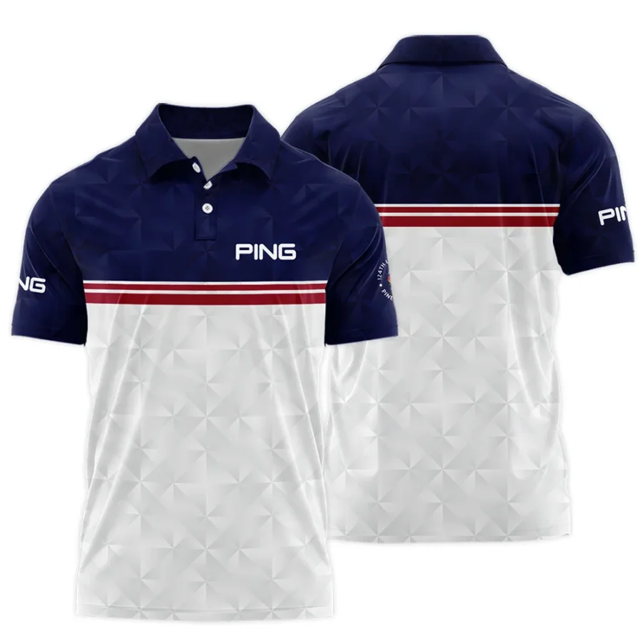 Golf Sport 124th U.S. Open Pinehurst Ping Polo Shirt Dark Blue White Abstract Geometric Triangles All Over Print Polo Shirt For Men