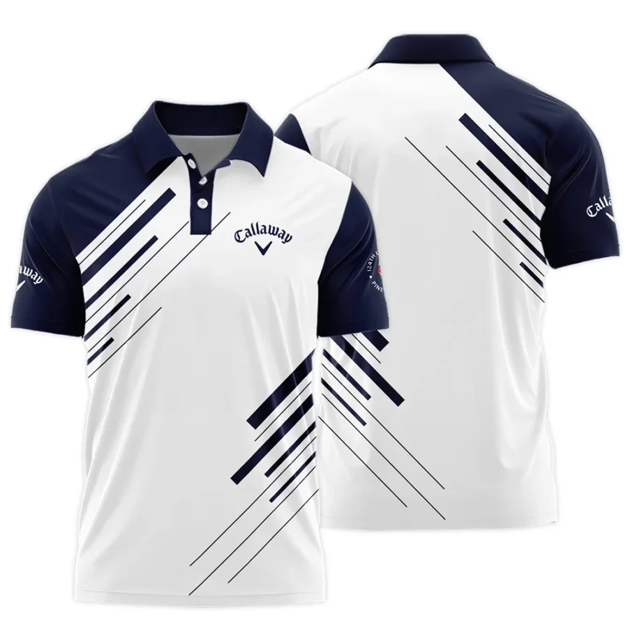 Callaway 124th U.S. Open Pinehurst Golf Polo Shirt Striped Pattern Dark Blue White All Over Print Polo Shirt For Men