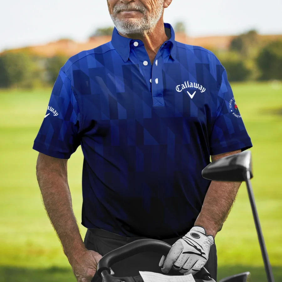 Callaway 124th U.S. Open Pinehurst Golf Sport Polo Shirt Blue Fabric Geometric Pattern  All Over Print Polo Shirt For Men