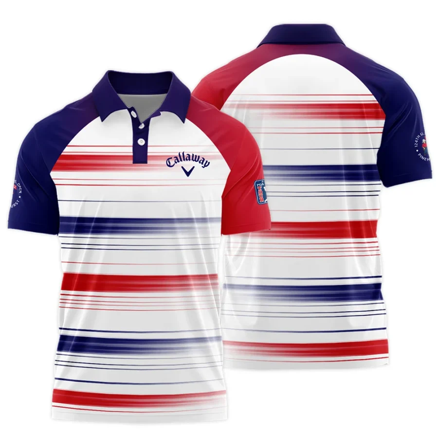 Sport Callaway 124th U.S. Open Pinehurst Polo Shirt Straight Lines Blue Red Polo Shirt For Men