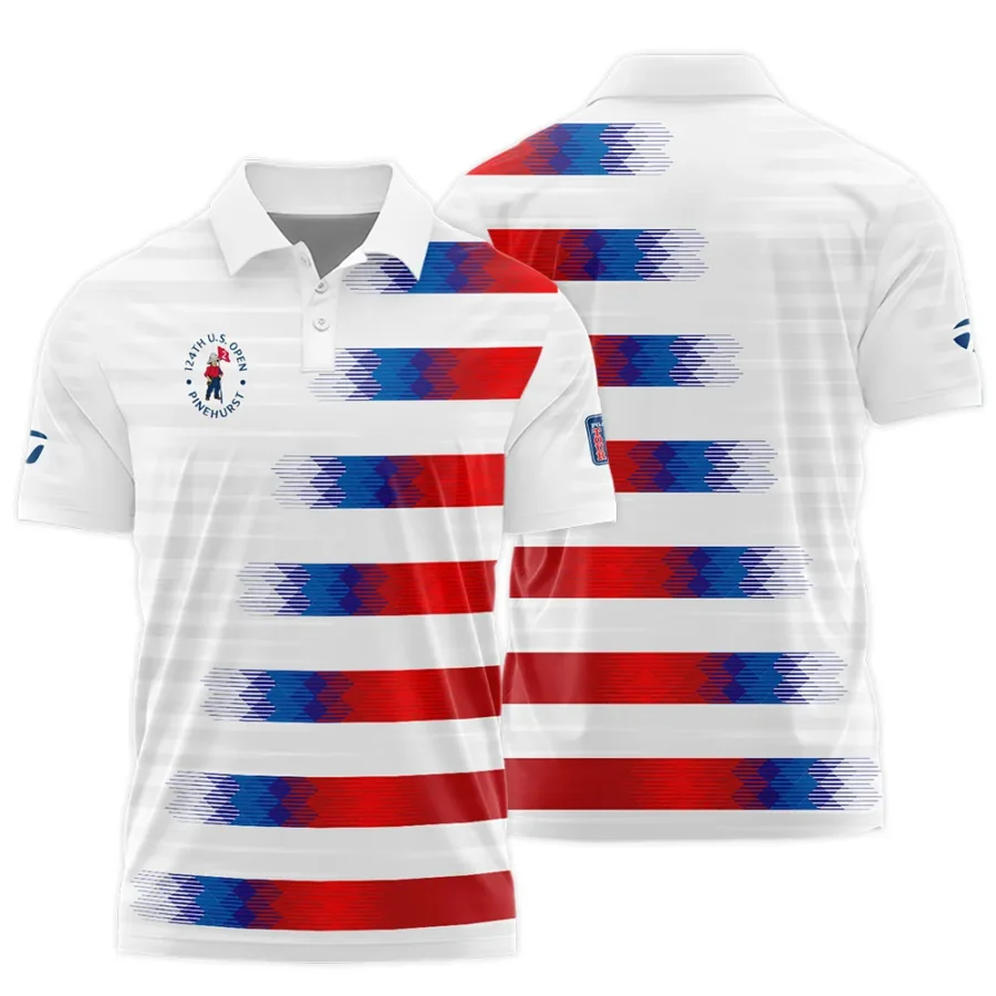 124th U.S. Open Pinehurst Taylor Made Polo Shirt Sports Blue Red White Pattern All Over Print Polo Shirt For Men