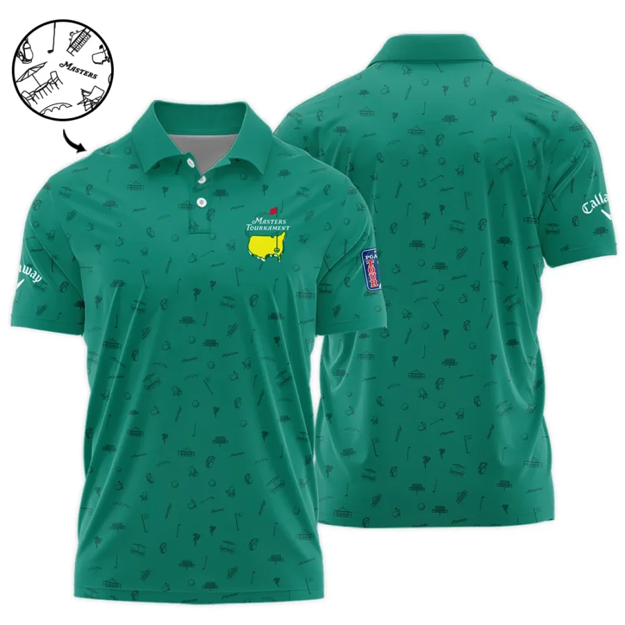 Golf Masters Tournament Callaway Polo Shirt Augusta Icons Pattern Green Golf Sports All Over Print Polo Shirt For Men