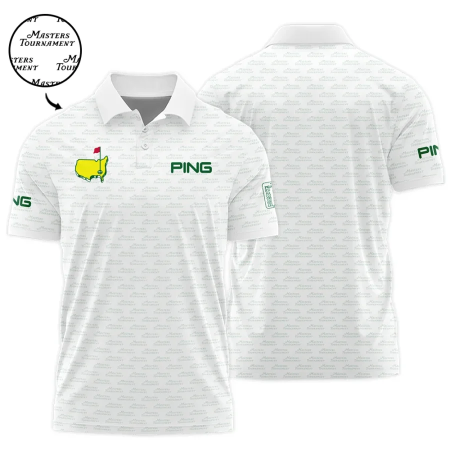 Masters Tournament Golf Ping Polo Shirt Logo Text Pattern White Green Golf Sports All Over Print Polo Shirt For Men