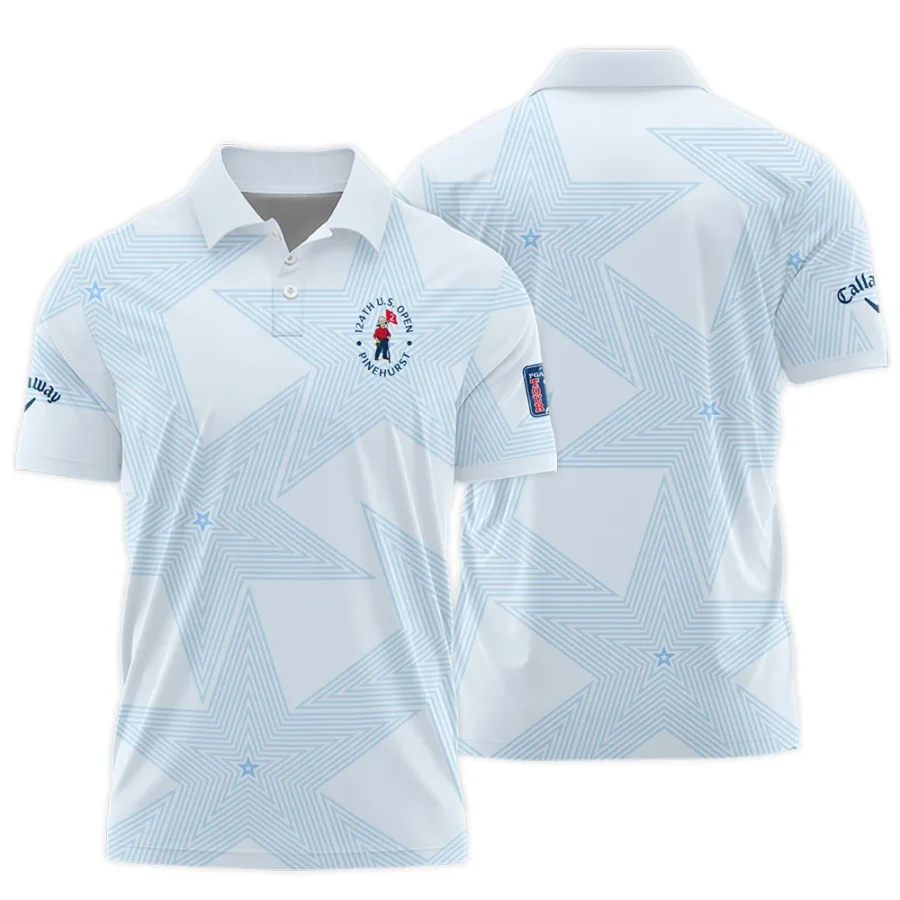 Golf 124th U.S. Open Pinehurst Callaway Polo Shirt Stars Light Blue Golf Sports All Over Print Polo Shirt For Men