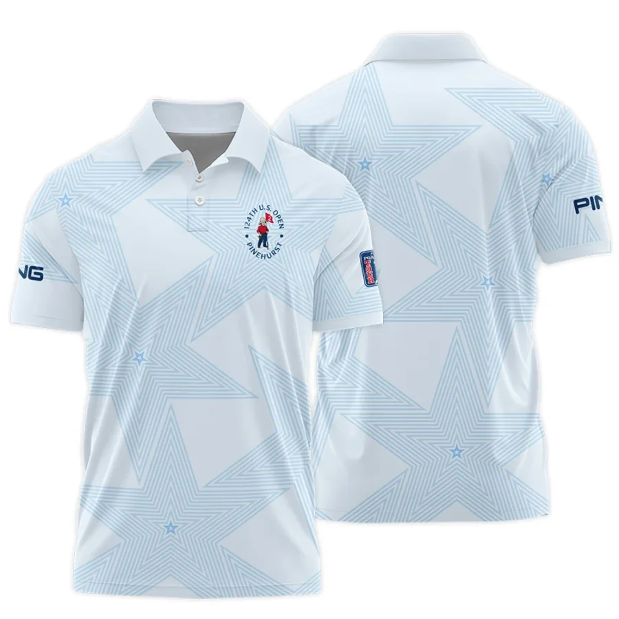 Golf 124th U.S. Open Pinehurst Ping Polo Shirt Stars Light Blue Golf Sports All Over Print Polo Shirt For Men