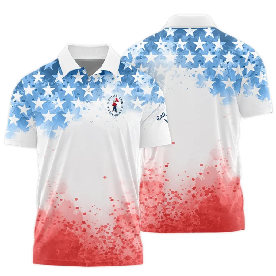 Special Version 124th U.S. Open Pinehurst Callaway Polo Shirt Watercolor Blue Red Stars Polo Shirt For Men