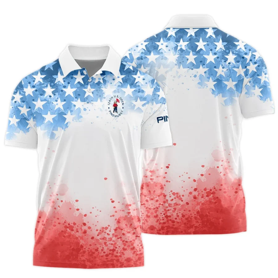 Special Version 124th U.S. Open Pinehurst Ping Polo Shirt Watercolor Blue Red Stars Polo Shirt For Men