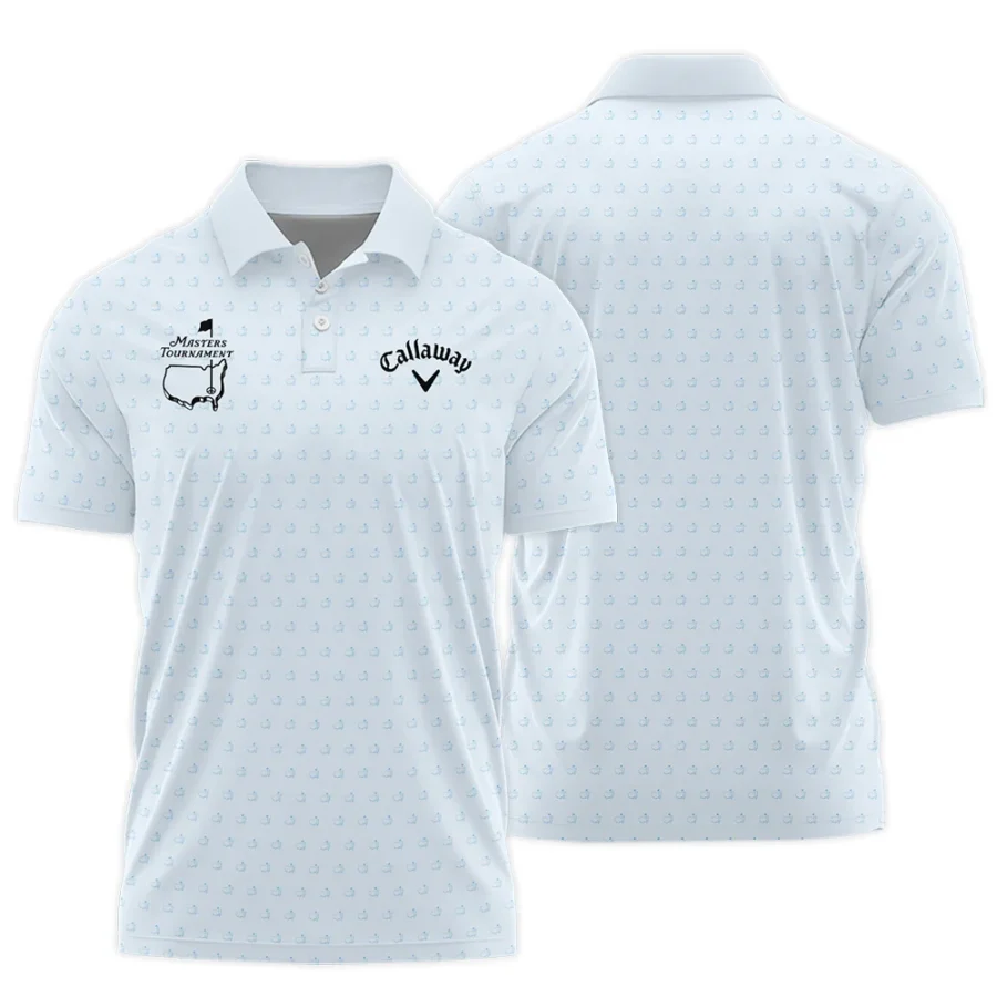 Pattern Masters Tournament Callaway Polo Shirt White Light Blue Color Pattern Logo  Polo Shirt For Men