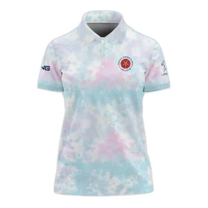 Tie dye Pattern 79th U.S. Women’s Open Lancaster Ping Long Polo Shirt Blue Mix Pink All Over Print Long Polo Shirt For Woman