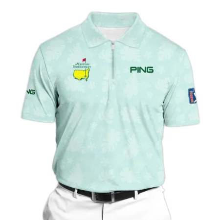 Ping Masters Tournament Sports Polo Shirt Green Pastel Floral Hawaiian Pattern All Over Print Polo Shirt For Men
