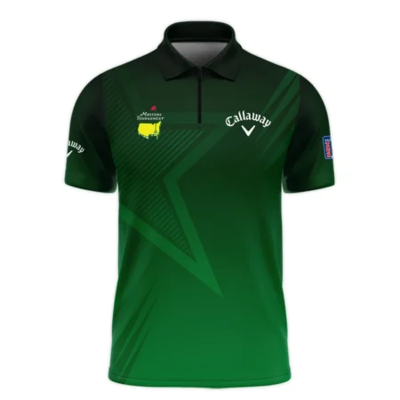 Callaway Masters Tournament Zipper Polo Shirt Dark Green Gradient Star Pattern Golf Sports Zipper Polo Shirt For Men